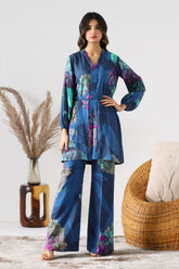 2-PC Printed Raw-Silk Shirt with Trouser CPM-3-211